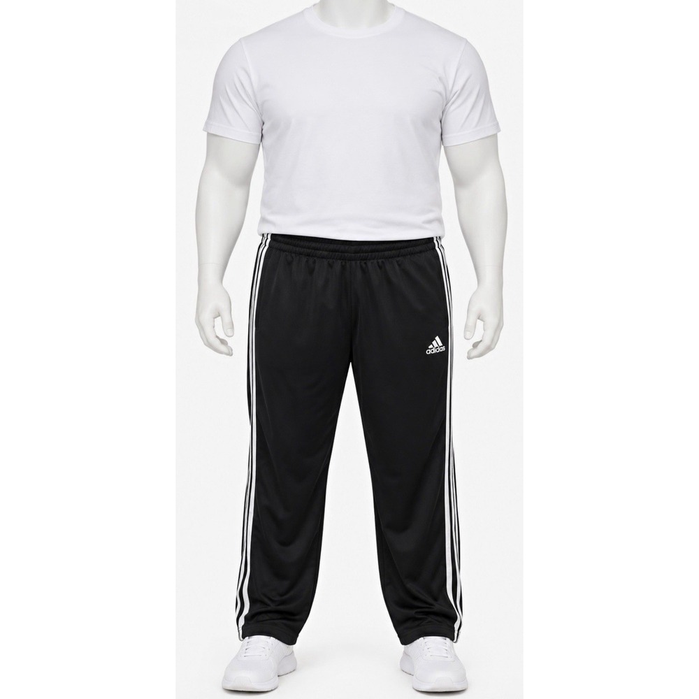 ADIDAS Men's 3-Stripes Jogger Pants XL Black Polyester Drawstring Pockets